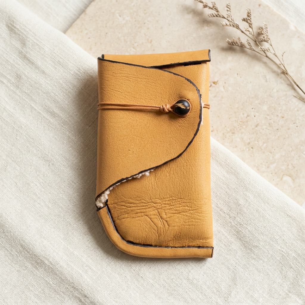 Aspen leather wallet in a warm boutique setting