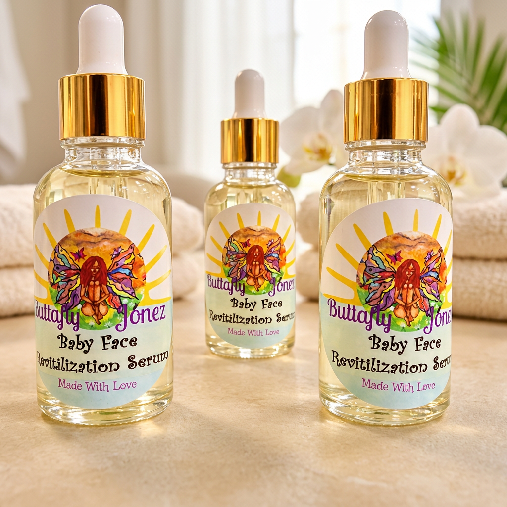 Baby Face serum bottles in a fresh spa setting