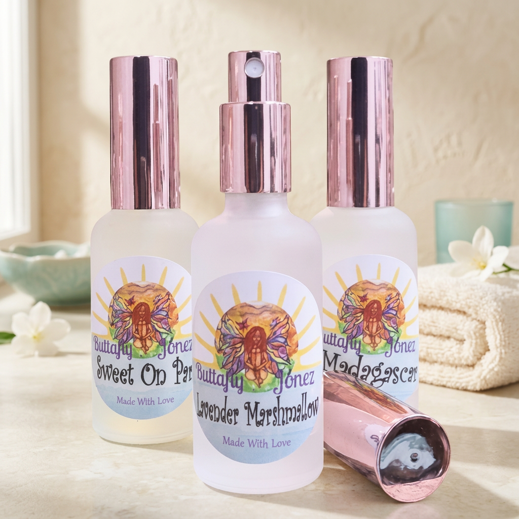 Luxurious Perfume Spray Collection with a spa-inspired background
